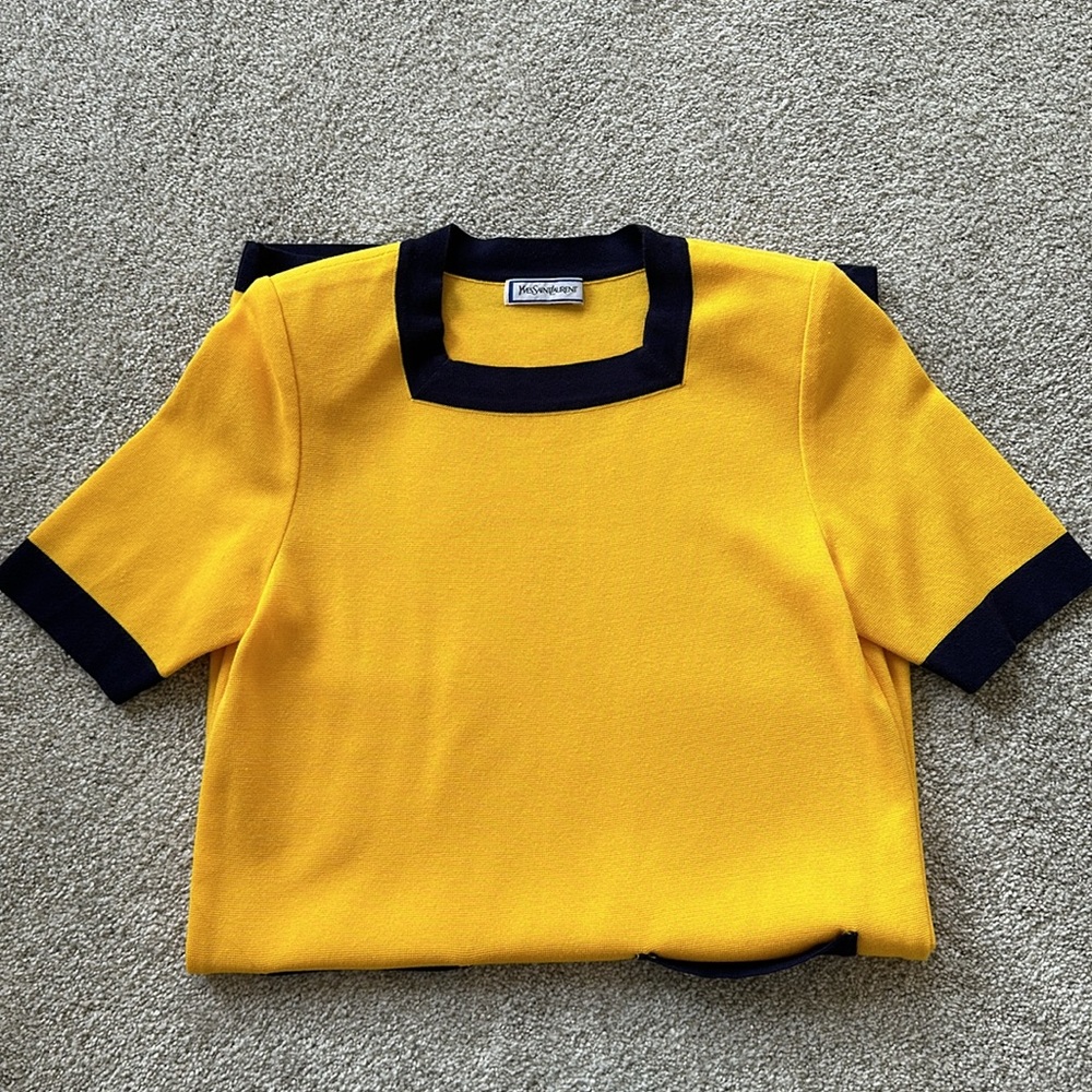 Yves Saint Laurent Yellow and Black Midi Dress - Picture 3 of 16